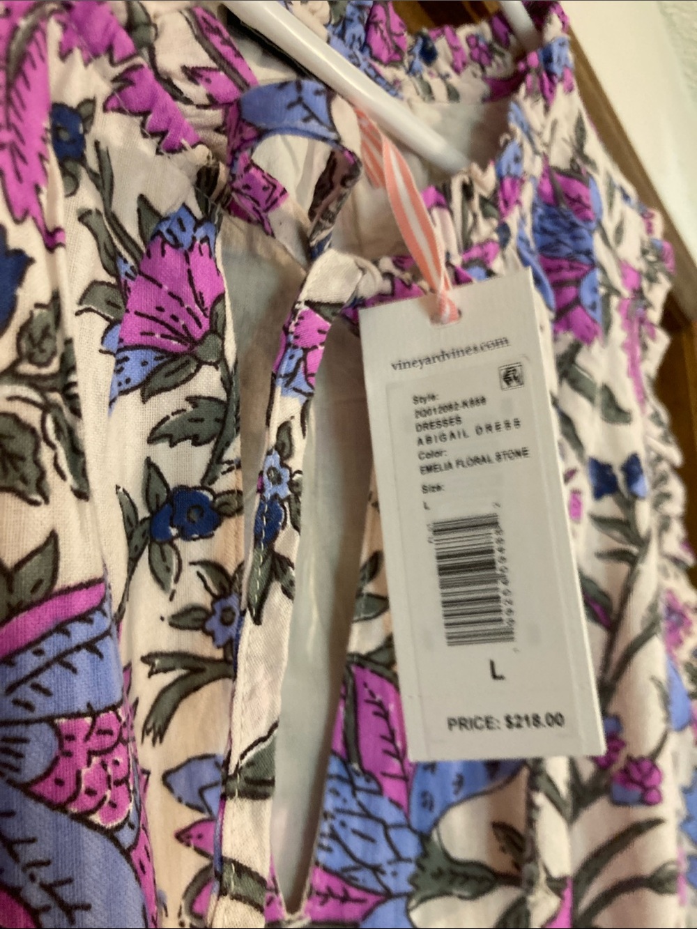 Vineyard Vines Pink & Lavender Floral Tie-Waist Maxi Dress Women’s size Large - Picture 13 of 16